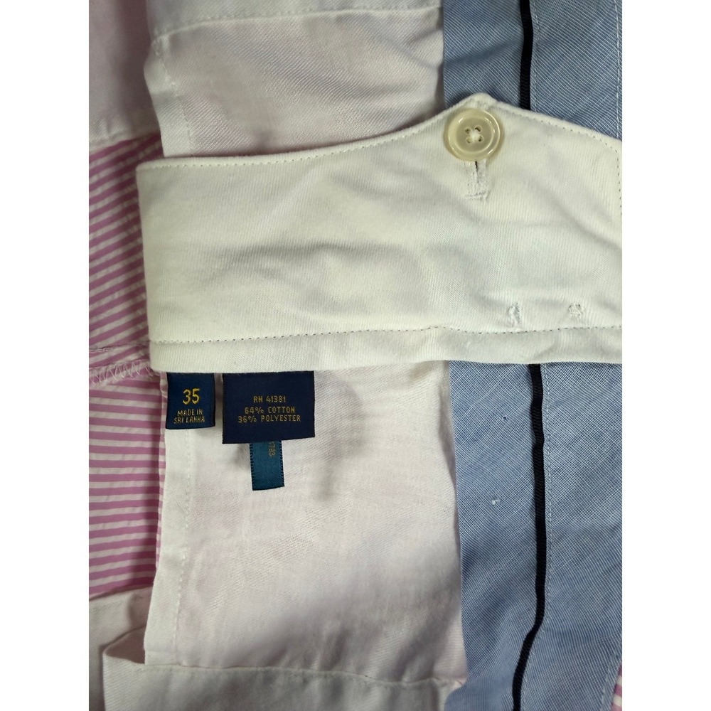Polo Golf Ralph Lauren Seersucker Striped Cotton Blend Pink White Mens 35 - Picture 3 of 6